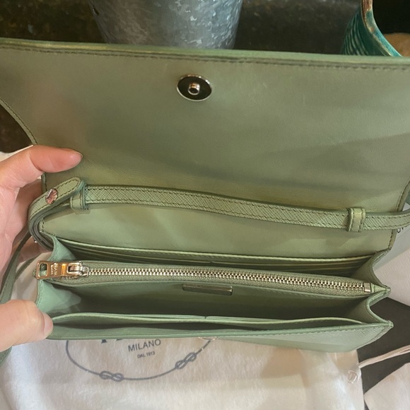 Prada Saffiano Wallet on a Chain in Aquamarine - Picture 8 of 11